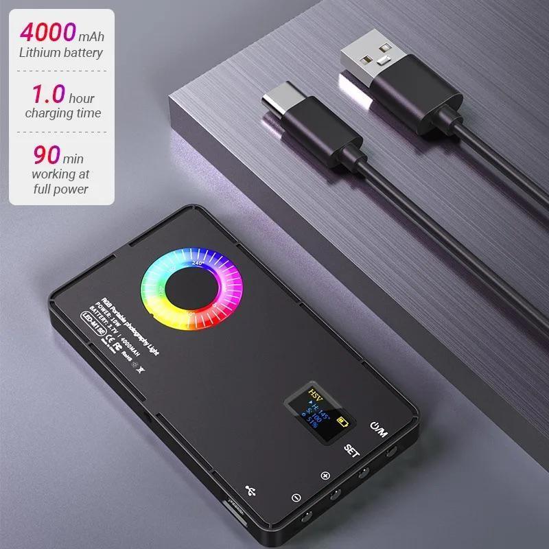 Накамерна світлодіодна лампа RGB LED світло Mamen LED-M1se 10W 4000 mA