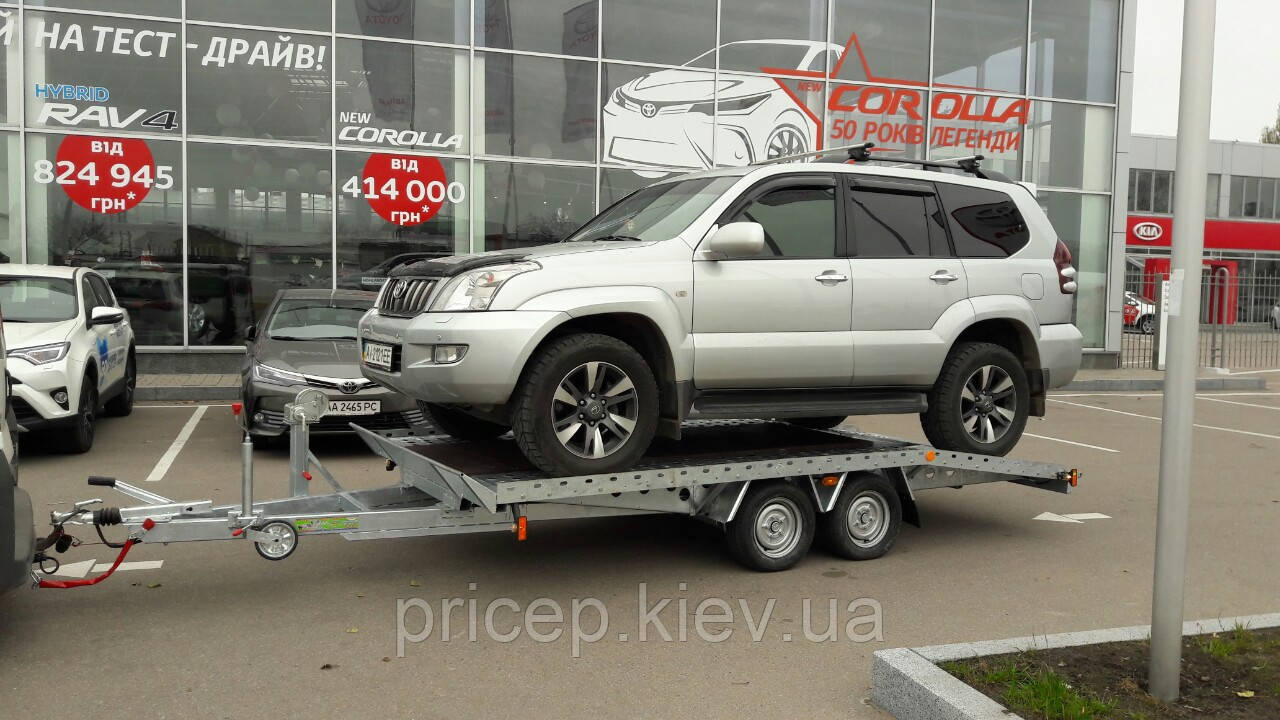 Причіп для перевезення позашляховика 4,5 м х 1,95 м. Гальмівні торсиони!