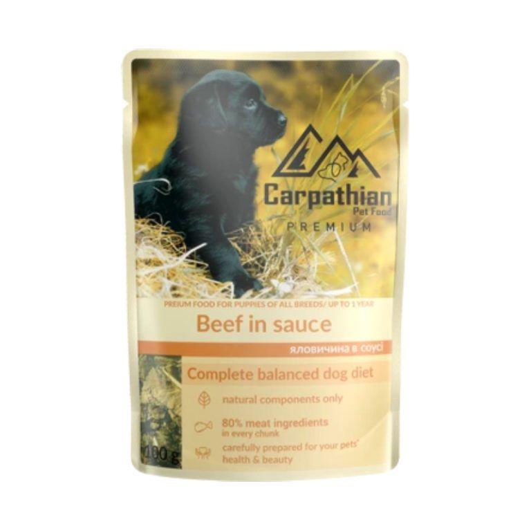 Carpathian DOG Pouch для цуцинят яловичина у соусі 100г 141159