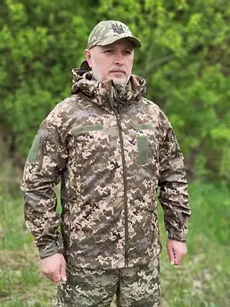 Куртка тактична Softshell утеплена Піксель | Куртка військова Софтшелл (В) 44