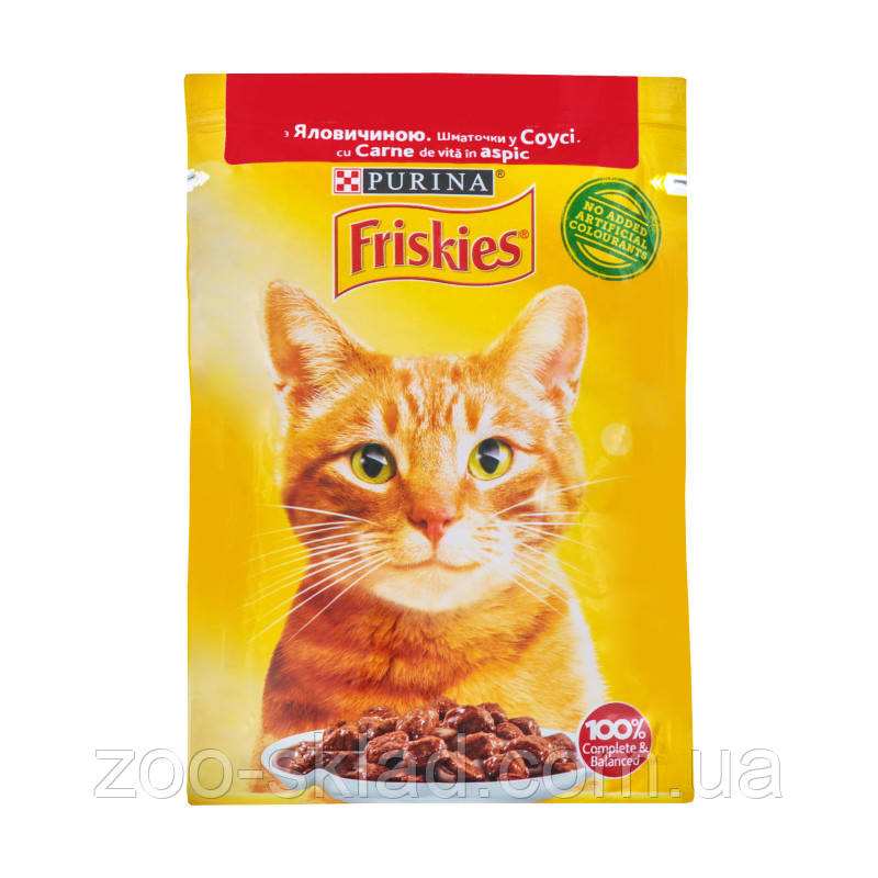Friskies для котів, шматочки з яловичиною, пауч 26х85г 2309101100