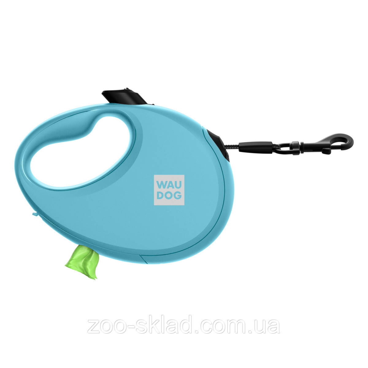 Рулетка для собак WAUDOG R-leash блакитна з контейнером для пакетів світловідбивна стрічка S 3м до12кг 26272