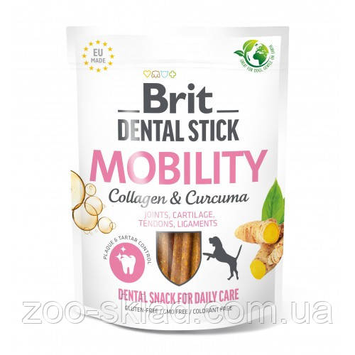Ласощі Brit DOG Dental Stick Mobility для собак, для мобільності суглобів колаген та куркума 7шт 251г 112103