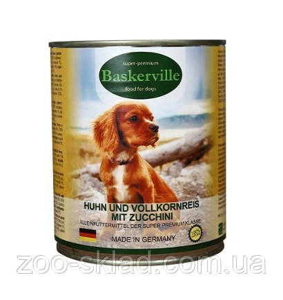 Baskerville консерва для собак, з півнем, рисом та цукіні 800г