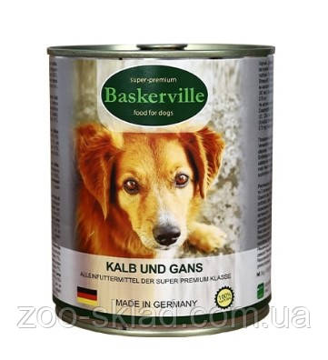 Baskerville консерва для собак, з телятиною та мясом гуски 800г