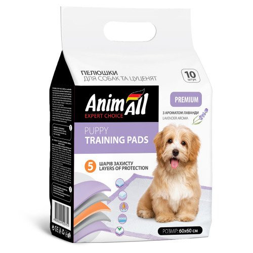 Пелюшки AnimAll Puppy Training Pads з ароматом лаванди для собак і цуценят 60х60 см 10 шт. 147962, фото 1