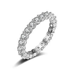 Жіноче кільце з камінням тонка доріжка біжутерія 17 Сріблясте ( код: k010s-17 )