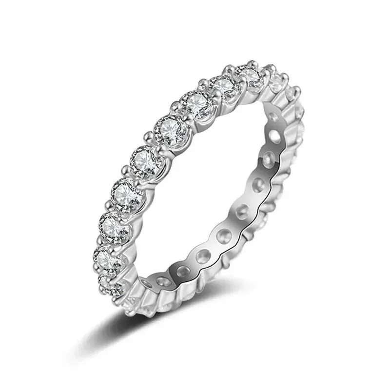 Жіноче кільце з камінням тонка доріжка біжутерія 16 Сріблясте ( код: k010s-16 ), фото 1