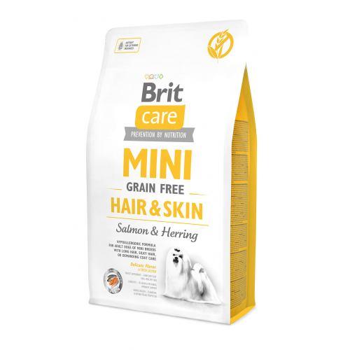 Brit Care DOG GF Mini Hair & Skin для собак мініатюрних порід, з лососем та оселедцем 2кг, фото 1