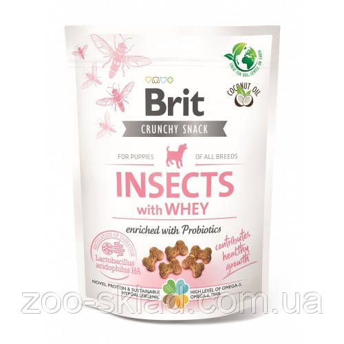 Ласощі для цуценят Brit Care Dog Crunchy Cracker Puppy Insects для росту, комахи, сироватка і пробіотики, 200г