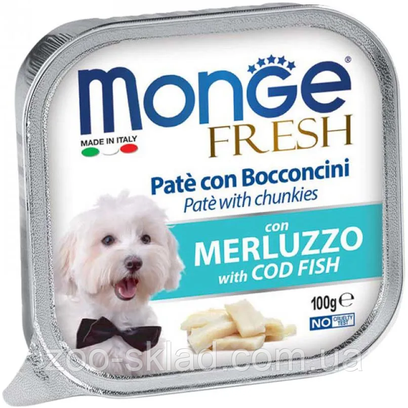 Monge DOG FRESH Cold fish паштет для собак, з тріскою 100г 70013109