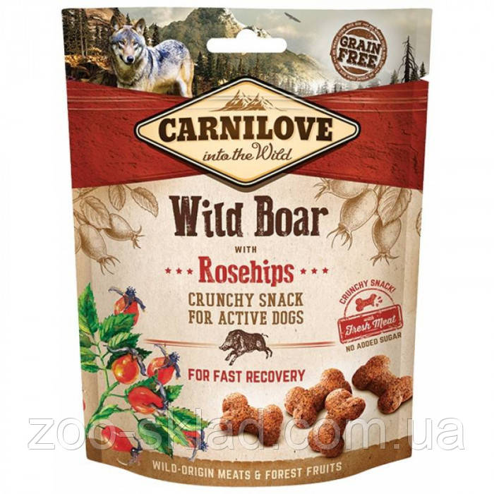 Ласощі Carnilove DOG Crunchy Snack Wild Boar with Rosehips для собак, дикий кабан та шипшина 200г