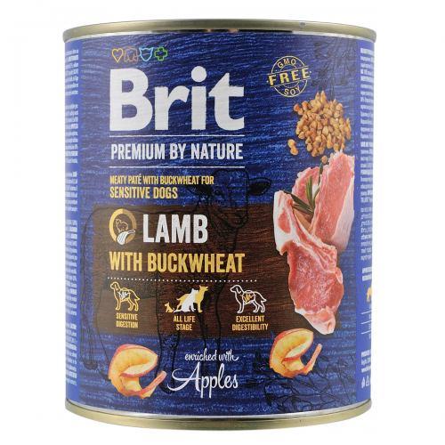 Brit Premium DOG Can by Nature вологий корм для собак ягня з гречкою 800г, фото 1