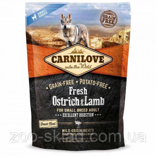 Carnilove DOG Fresh Ostrich & Lamb для дорослих собак дрібних порід ягня та страус 1,5кг