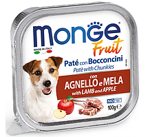 Monge DOG FRUIT Lamb Apple паштет для собак, з ягням та яблуком 100г