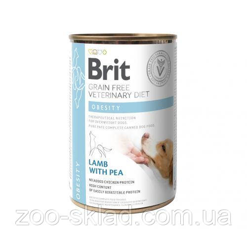 Brit VetDiet DOG Can Obesity для собак при ожирінні та надмірній вазі ягня та горошок 400г 100283/6115