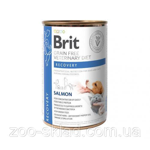 Brit VetDiet Can Recovery для собак та котів в період одужання з лососем 400г 100291