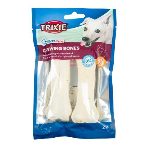 Кісточка Trixie для собак Denta Fun пресована жувальна з качкою натуральна шкіра 12см 120г 2шт/упак