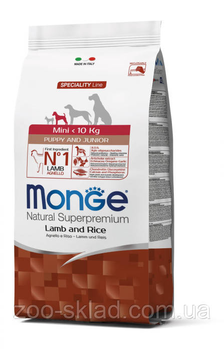 Monge DOG Mini Puppy & Junior Lamb для цуценят та молодих собак дрібніх порід, з ягням 2,5кг