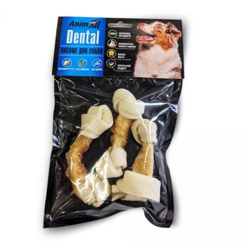 AnimAll Dental кістка баварська вузлова ласощі для собак з м'ясом курки 10-12см 3шт, фото 1
