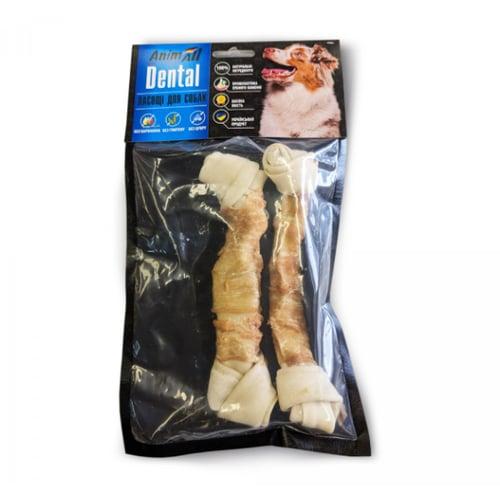AnimAll Dental кістка баварська вузлова ласощі для собак з м'ясом курки 17-19см 2шт, фото 1