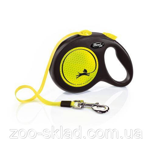 Рулетка Flexi New Neon жовта для собак зі стрічкою розмір L 5м FL 031711