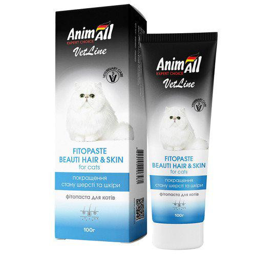 AnimAll VetLine Beauty Hair&Skin фітопаста для покращення якості шерсті у кішок 100г 206581