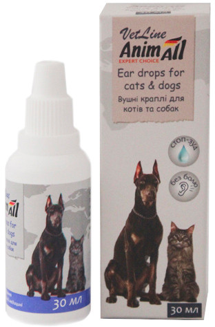 AnimAll VetLine Вушні краплі для котів та собак 30мл 69542, фото 1