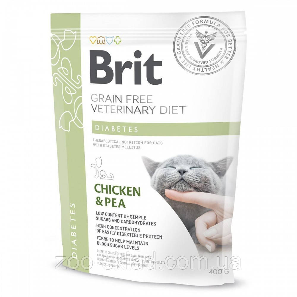 Brit VetDiet CAT Diabetes для котів при цукровому діабеті з куркою та горохом 0,4кг