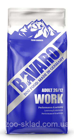 Сухий корм Bavaro Work 26/12 для дорослих собак з інтенсивними навантаженнями 18кг
