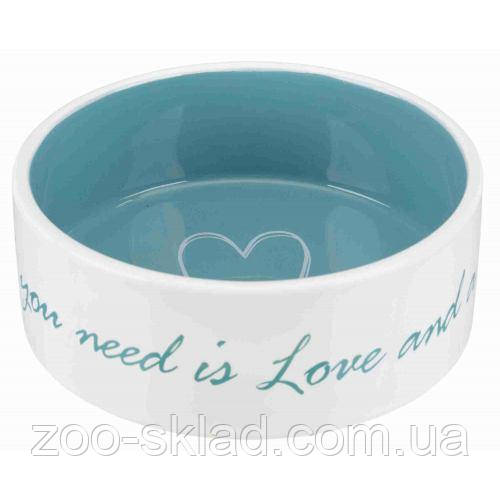 Миска Trixie Pets Home керамічна блакитна для собак 16см 800мл 25051