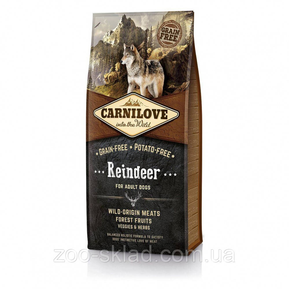 Carnilove DOG Raindeer для дорослих собак всіх порід, оленина та кабан, 12 кг 150820/8884