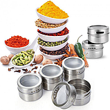 Набір для спецій 9 шт ємностей + магнітна підставка, фото 4