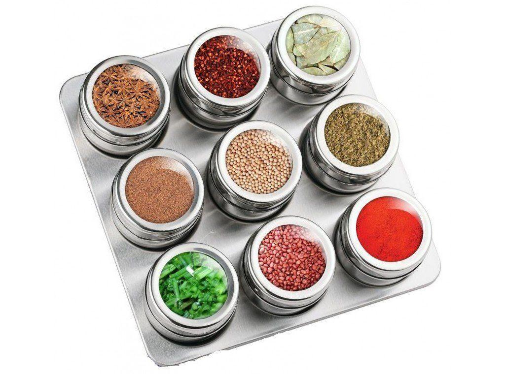 Набір для спецій 9 шт ємностей + магнітна підставка, фото 1
