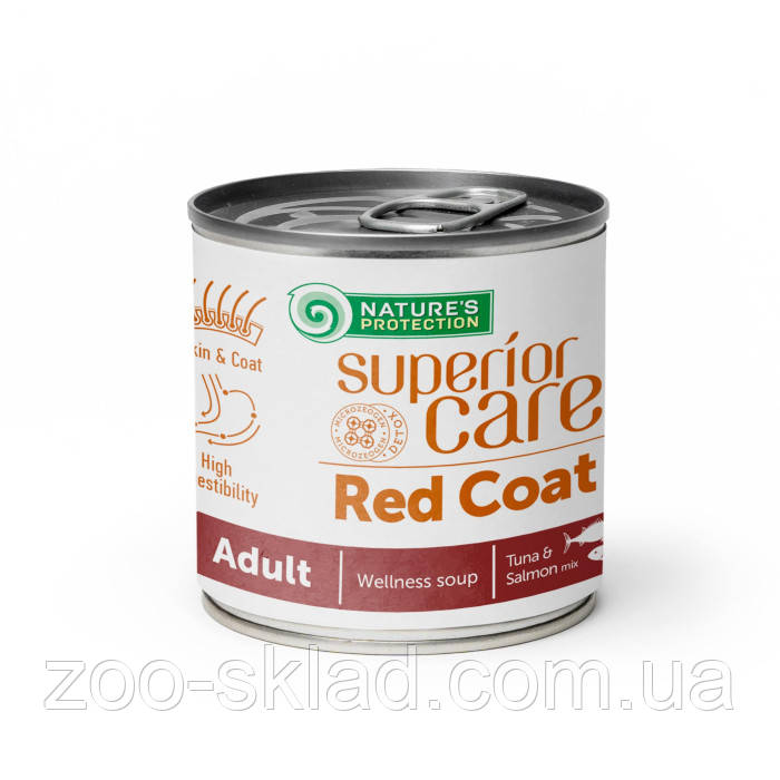 Nature's Protection DOG Can SC Red Coat All Breeds Adult Salmon and Tuna суп консерва для рудих собак з