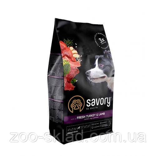 Savory DOG Medium Breed rich in Fresh Turkey and Lamb для собак середніх порід ягня та індичка 1кг