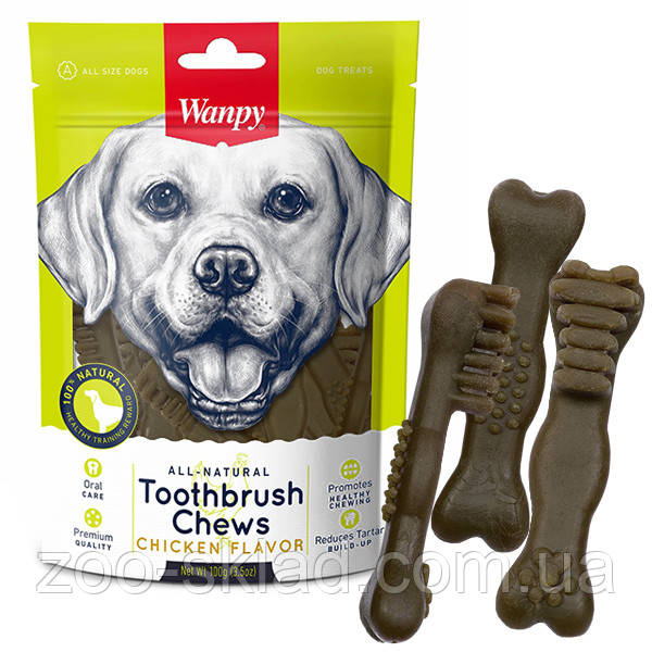 Wanpy Toothbrush Chews Chicken ласощі для собак зубна щітка з куркою 100г
