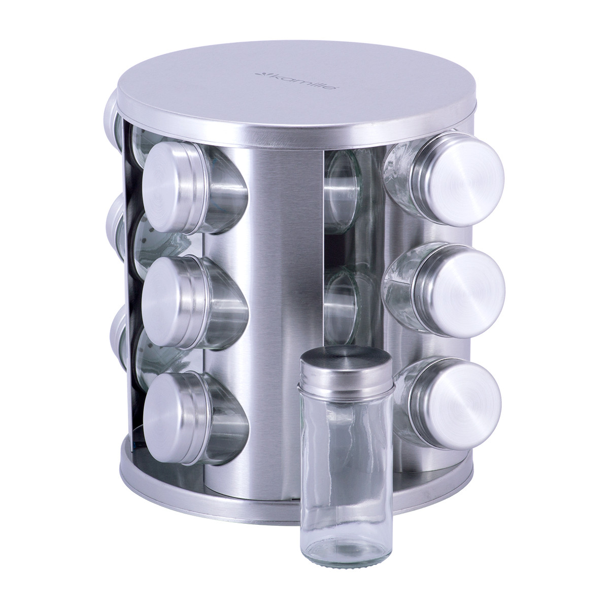 Набір ємностей для спецій Kamille на круглій підставці KM-7032, фото 1