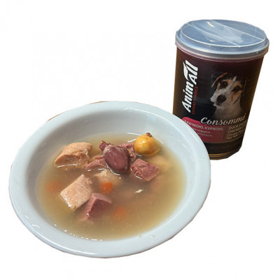 Animall DOG Can Консоме з качкою, куркою, курячим серцем та курячим жовтком 375г, фото 1