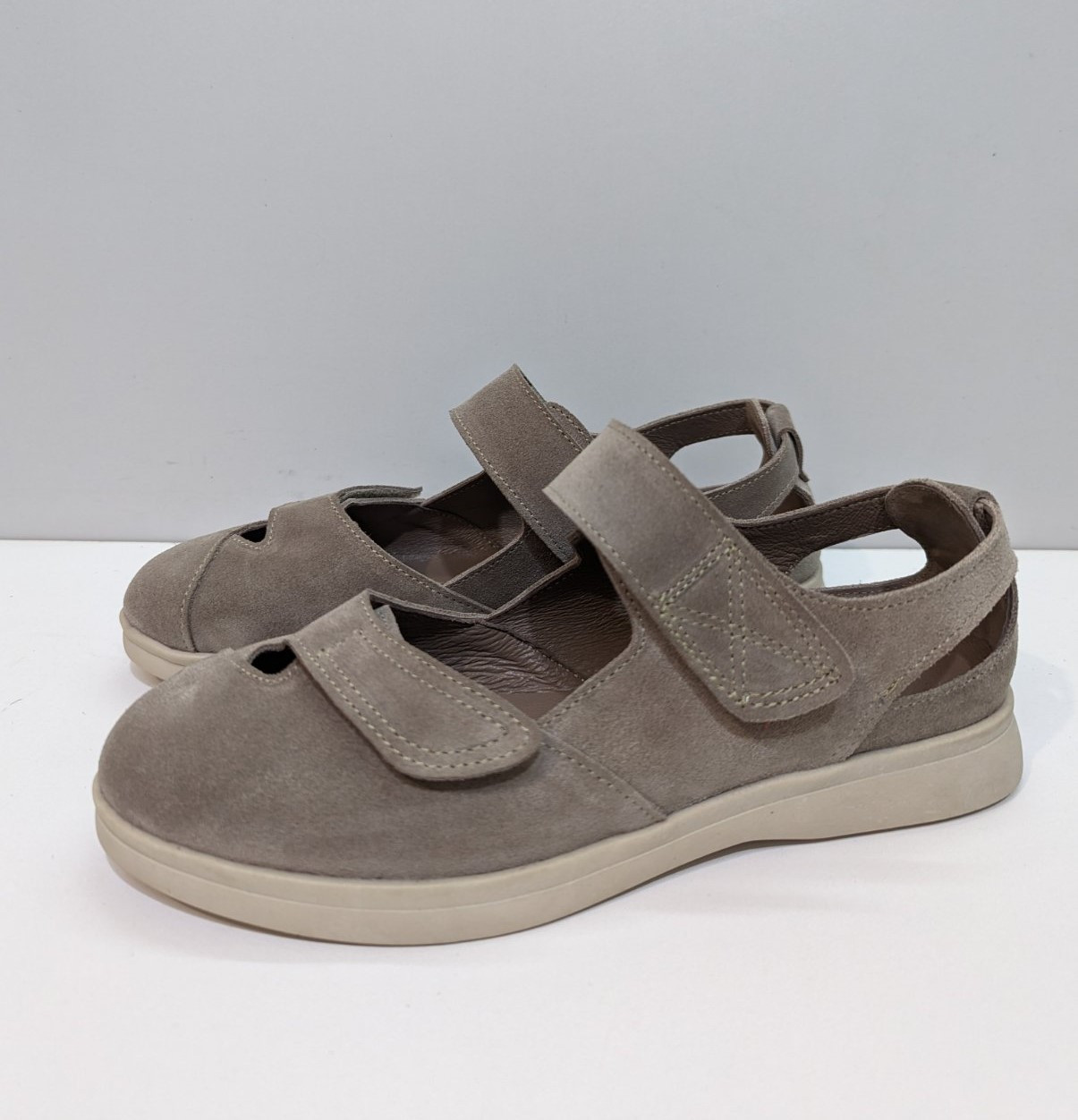 STTOPA Розміри 36-41. Босоніжки туфлі закриті великих розмірів шкіряні. На широку ногу. 184-3641 Бежеві, фото 1