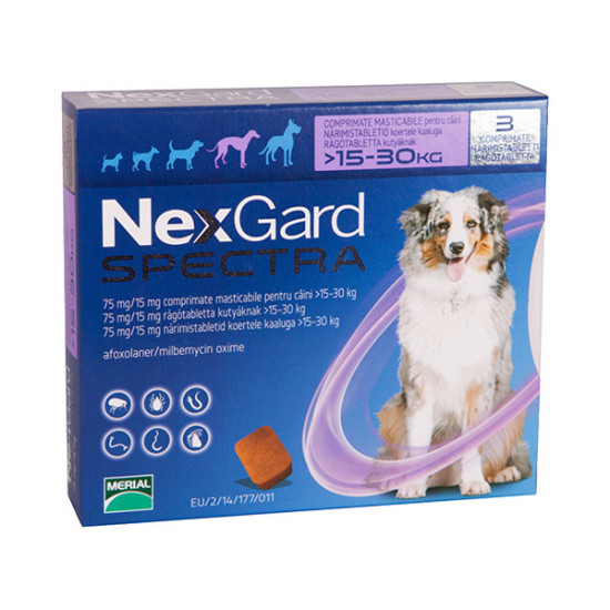 NexGard Spectra 15-30кг 1 таблетка для собак від бліх кліщів та гельмінтів, фото 1