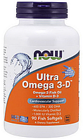 Омега 3 Вітамін Д3 NOW Foods Ultra Omega 3-D 90 гел капс