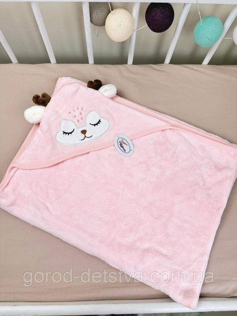 Дитячий рушник  із капюшоном 105х105 см см дитячий рушничок куточок для новонародженого, фото 1