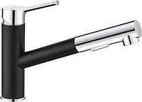 Кухонний змішувач Dolinvo. Чорний, одноважільний кухонний змішувач високого тиску з висувним душем