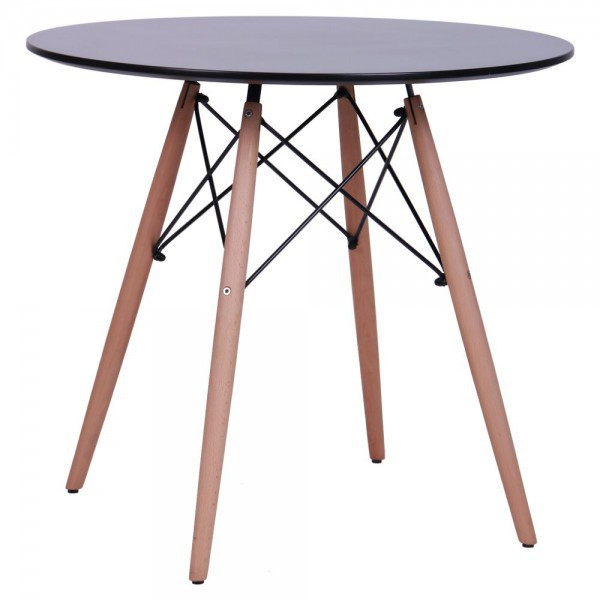 Маленький круглый обеденный стол Helis Черный из МДФ на деревянных ножках для кухни, столовой, кафе AMF - фото 1 - id-p416746278
