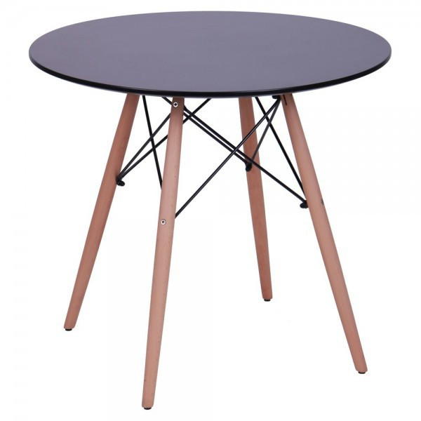 Маленький круглый обеденный стол Helis Черный из МДФ на деревянных ножках для кухни, столовой, кафе AMF - фото 2 - id-p416746278