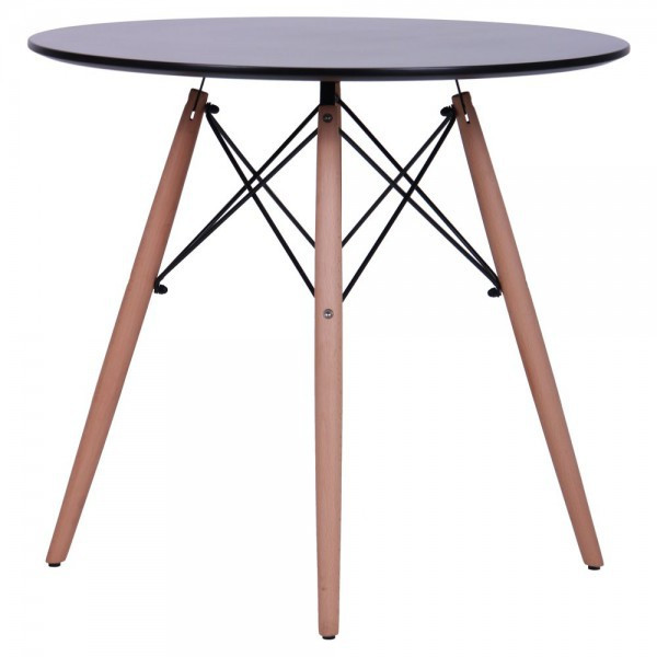 Маленький круглый обеденный стол Helis Черный из МДФ на деревянных ножках для кухни, столовой, кафе AMF - фото 3 - id-p416746278