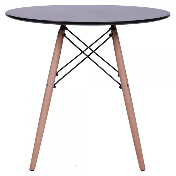 Маленький круглый обеденный стол Helis Черный из МДФ на деревянных ножках для кухни, столовой, кафе AMF - фото 4 - id-p416746278