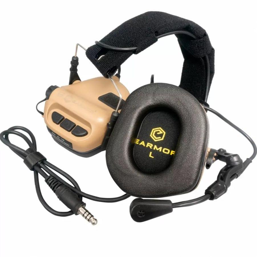 Тактичні навушники EARMOR M32 койот/ Шумоподавляючі навушники для військових/ Балістичні активні навушники