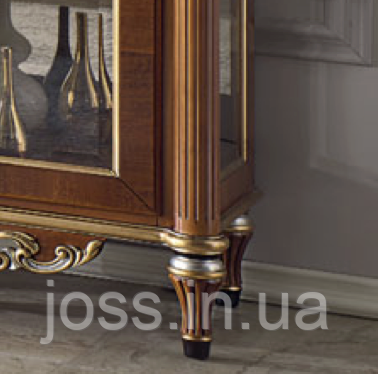 Італійська тв стінка бароко 2708 JOSS 350x50x220 см горіх, фото 3